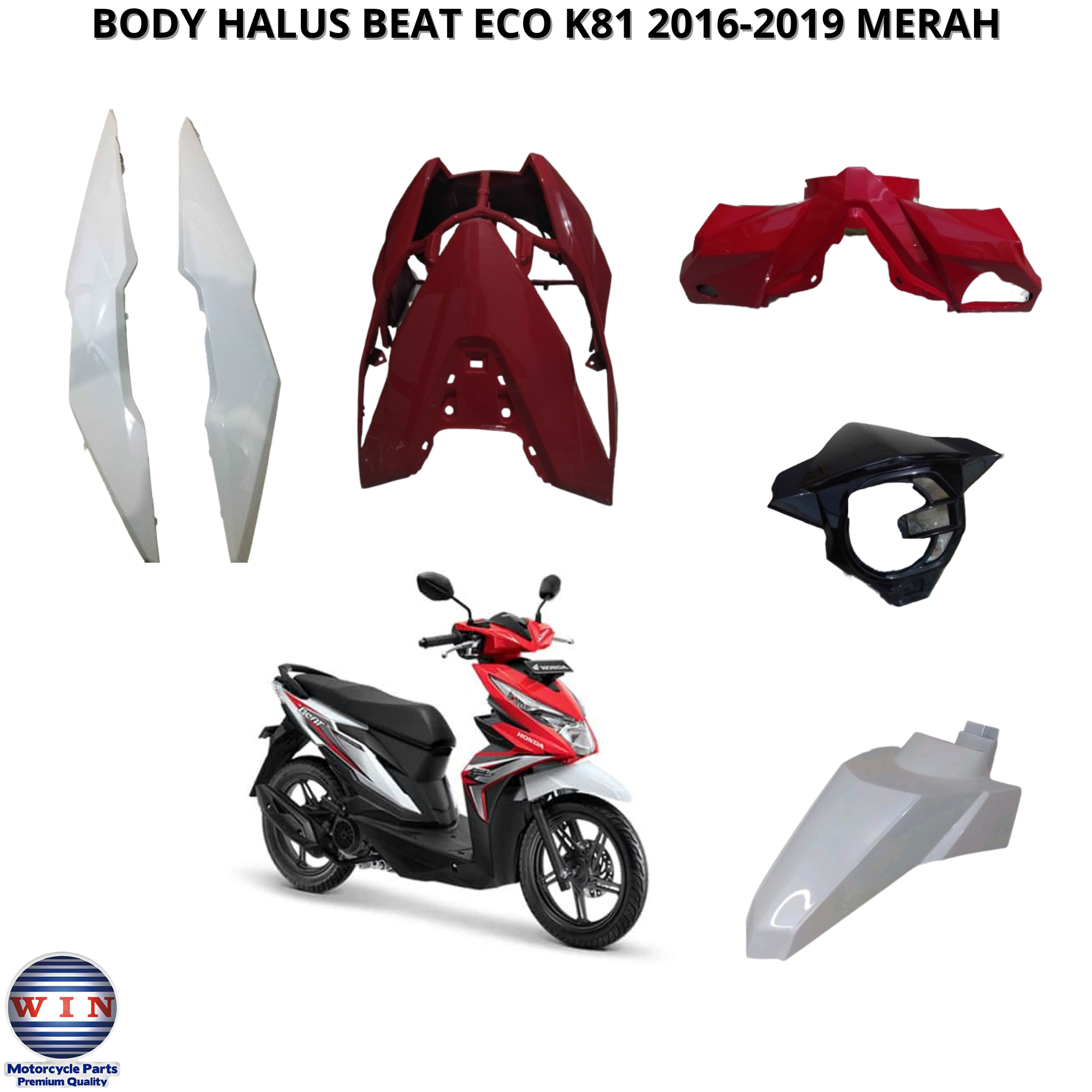Body Bodi HALUS FULL SET 5 ITEM BEAT FI ESP ECO MERAH 2016 2017 2018 2019 MERK WIN