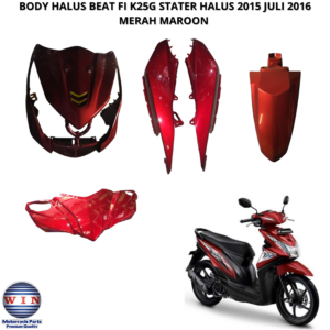 Body Bodi HALUS FULL SET 4 ITEM BEAT FI ESP MERAH MAROON K25G STATER HALUS 2015 JULI 2016 Merk Win