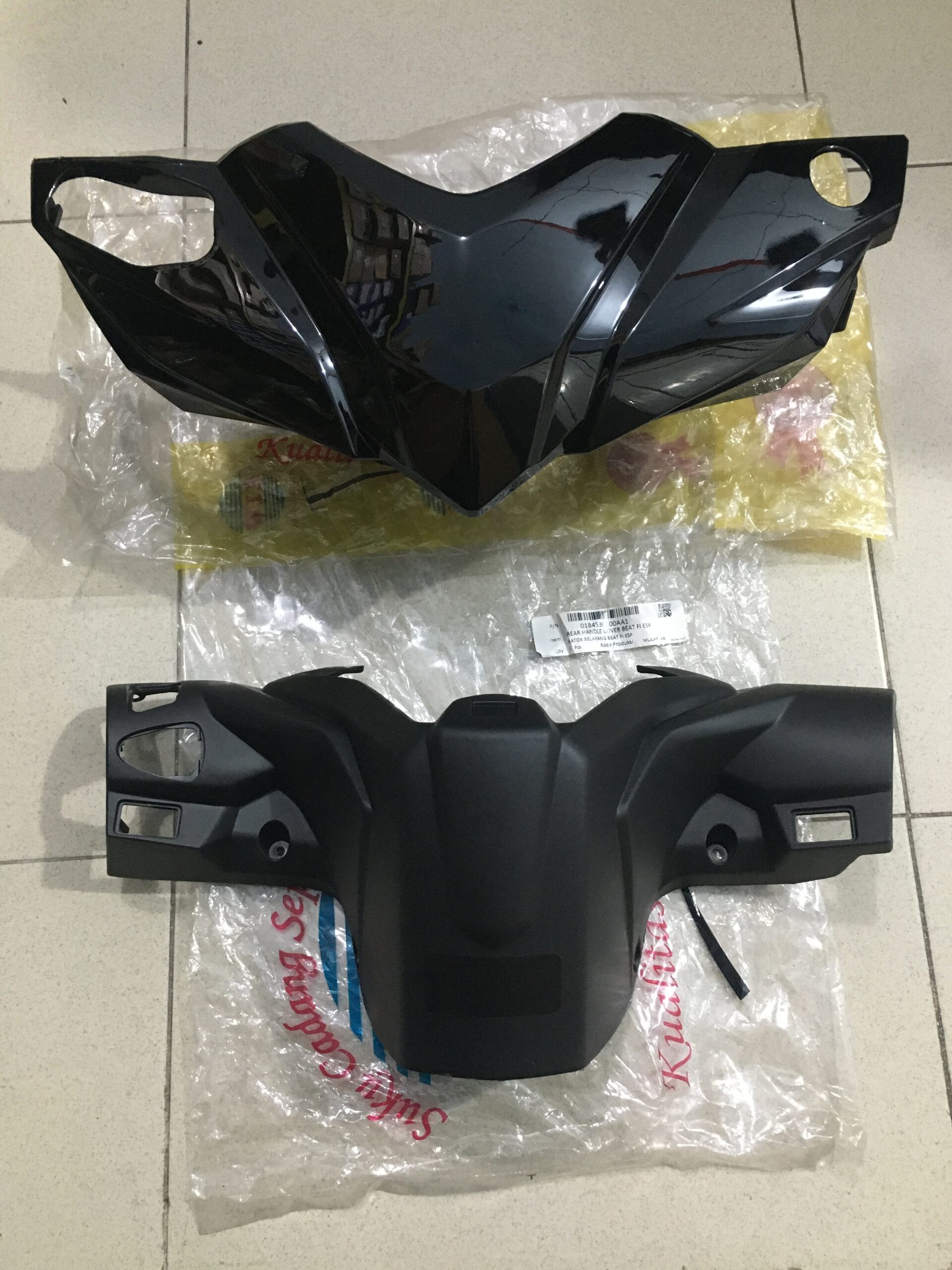 Batok Totok Depan Belakang Front Rear Handle Cover BEAT FI ESP HITAM K25G 2015-JULI 2016 STATER HALUS Merk Win