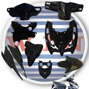Body Bodi Halus FULL SET 8 ITEM VARIO TECHNO TEKNO 125 HITAM KZR 2012 2013 2014 MERK WIN