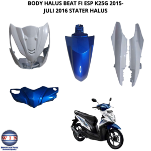 Body Bodi HALUS FULL SET 4 ITEM BEAT FI ESP BIRU PUTIH K25G STATER HALUS 2015 JULI 2016 Merk Win