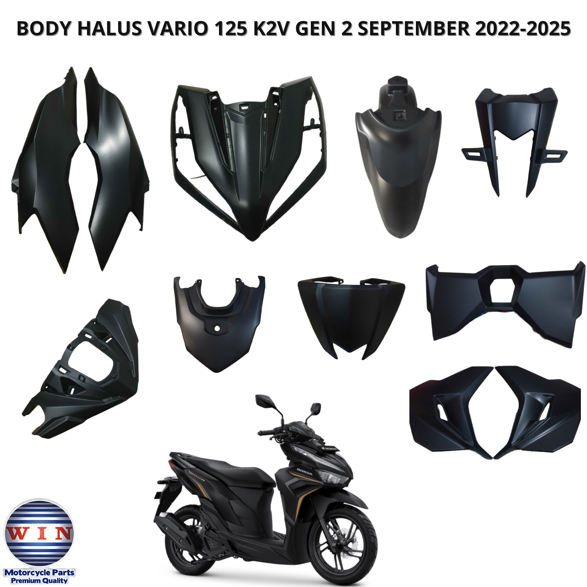 Bodi Body Halus SET 9 ITEM VARIO 125 HITAM K2V SEPTEMBER 2022 2023 2024 AGUSTUS 2025 MERK WIN